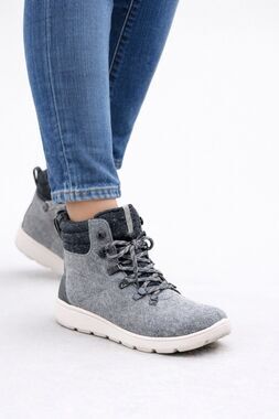 Clarks Women’s Step Explore Hi Gray Felt Ankle Boots US 8.5 Comfort Lace-Up